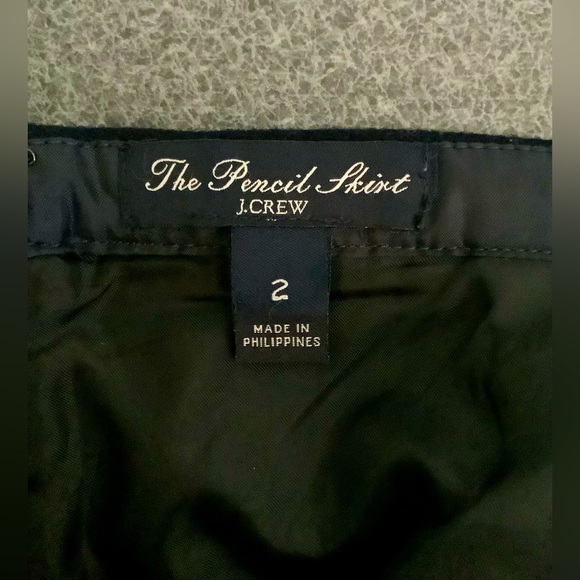J. Crew Navy Wool Pencil Skirt with Front Pockets - Picture 3 of 3